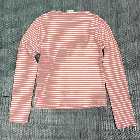 Zara Pink & Cream Striped Long Sleeve Crew Neck - Size L (girls) - Picture 3 of 5